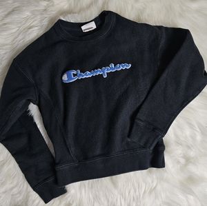 Champion Blue White embroidered reverse weave sweatshirt xs